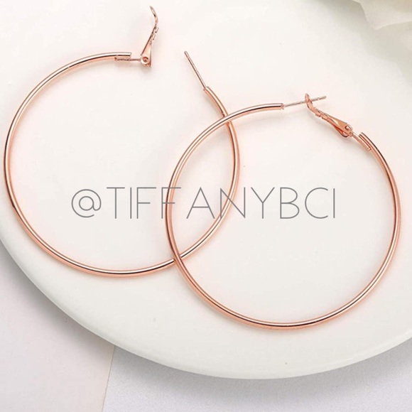 Rose Gold Large Hoop Earring - Picture 2 of 5